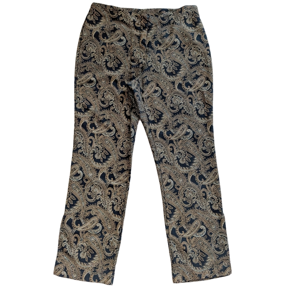 Giorgio Fiorini Vintage 80s Dark Gold Black Paisely Pants Size 16